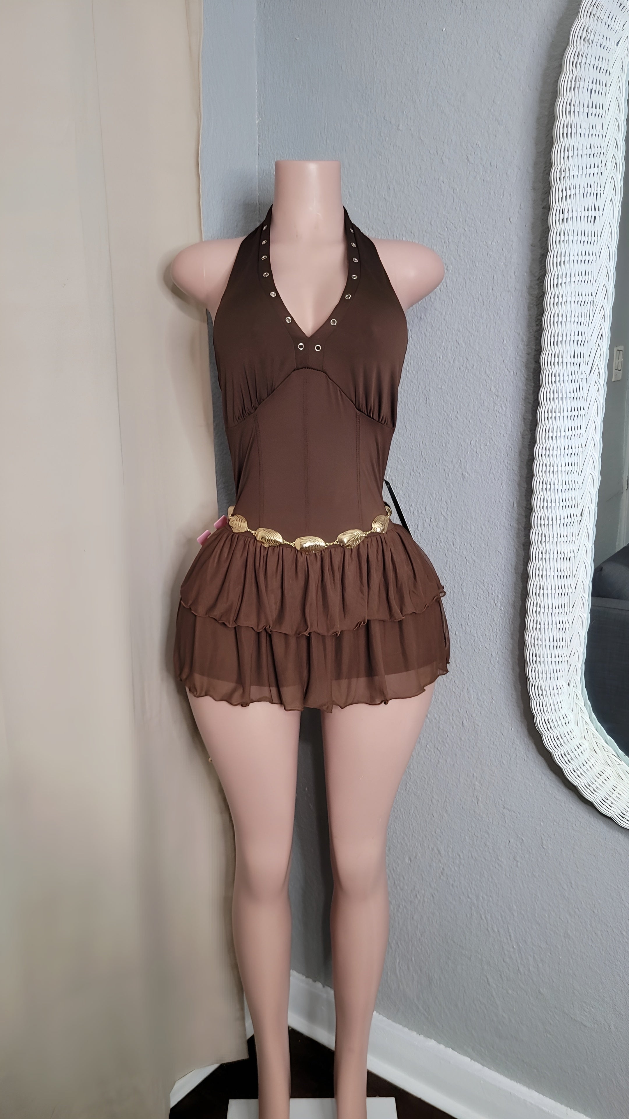 Bliss ruffle mini dress w/short
