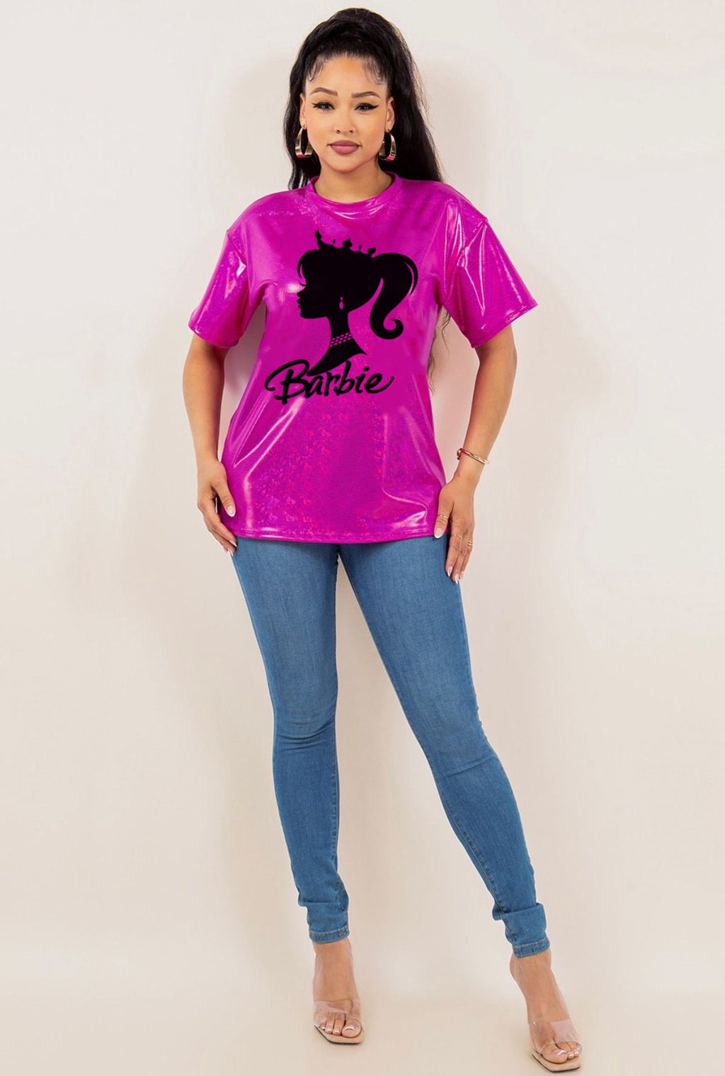 Barbie Face metallic shirt