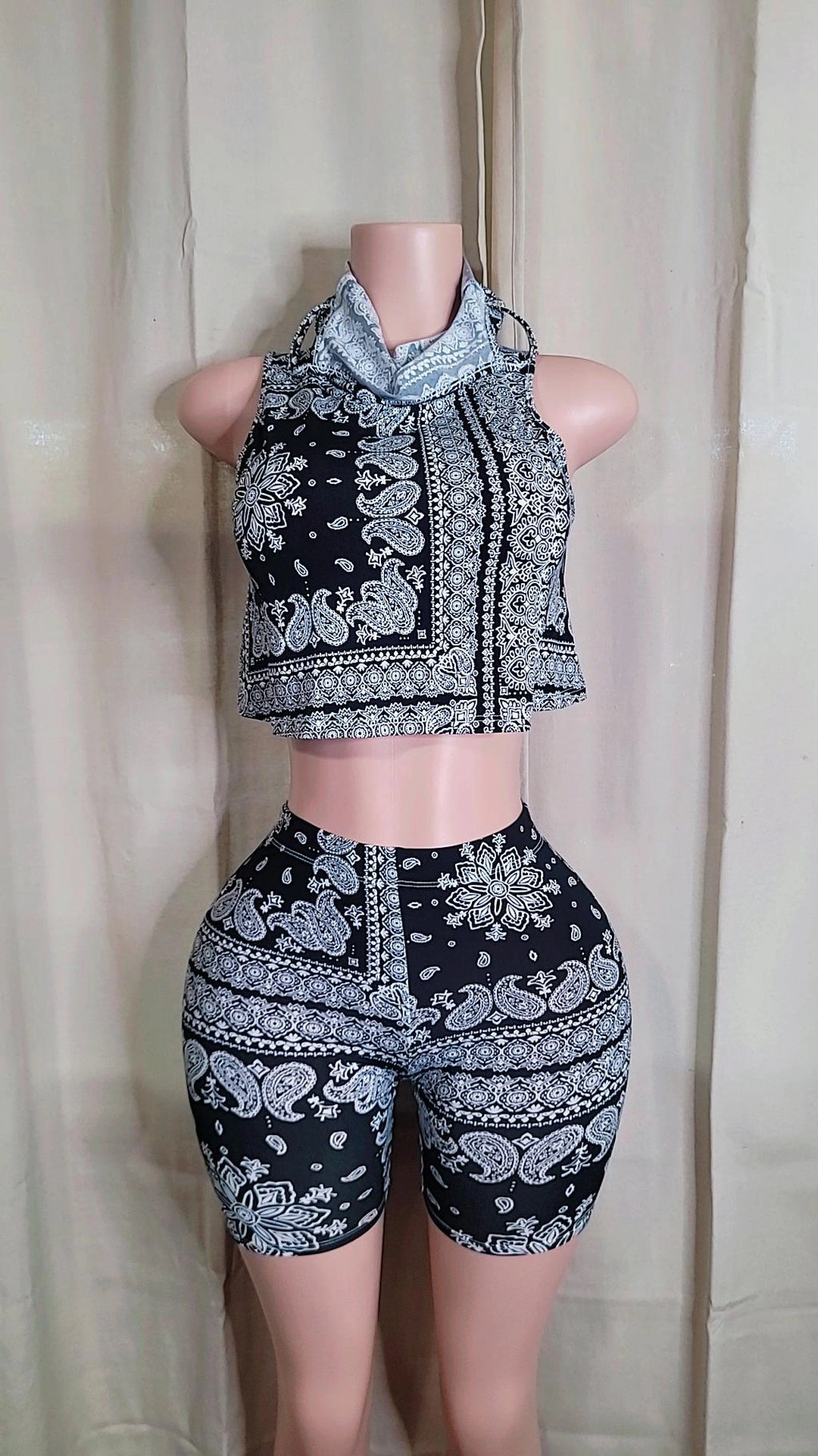 Bandana mask top /short set