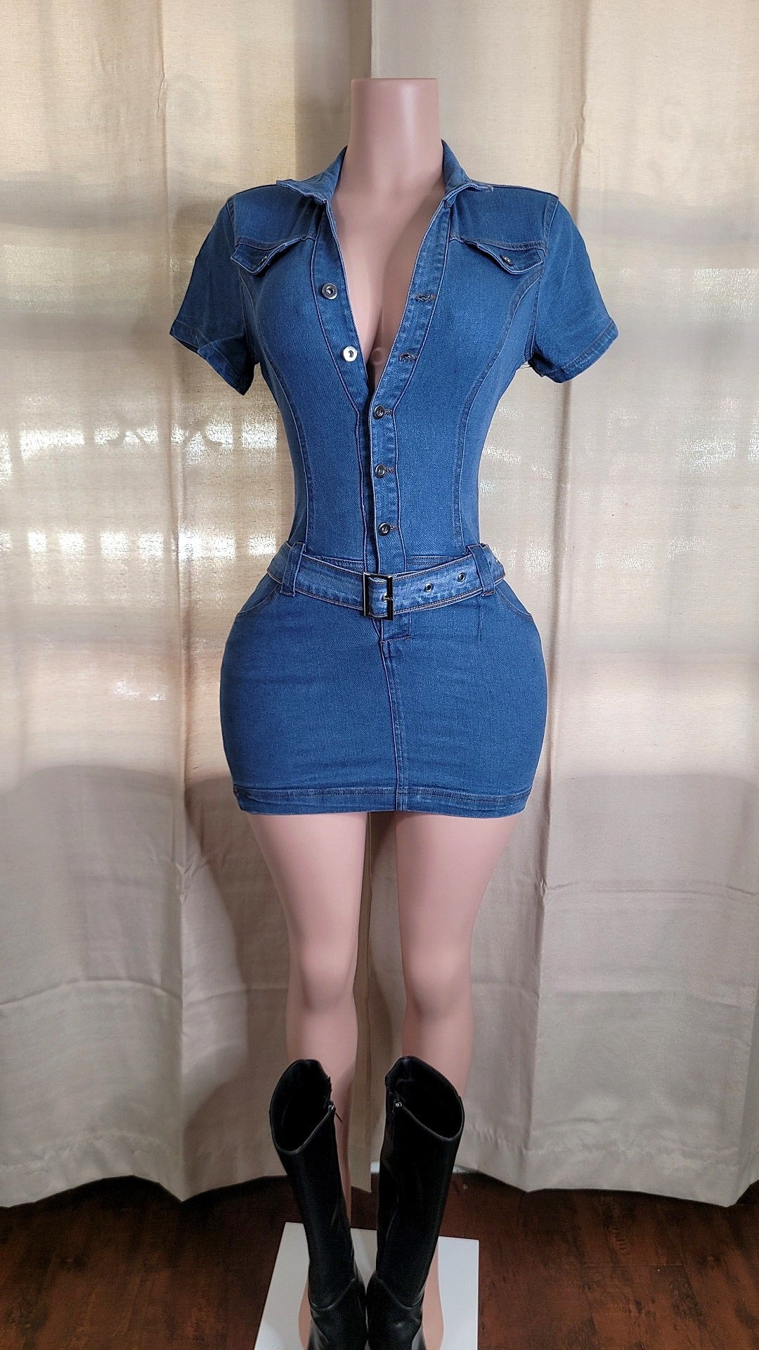 Fatima Denim mini dress