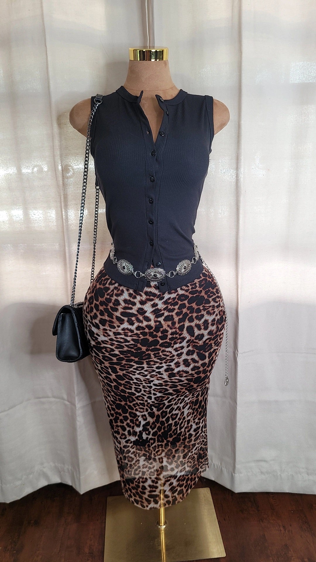 Vega mesh cheetah skirt