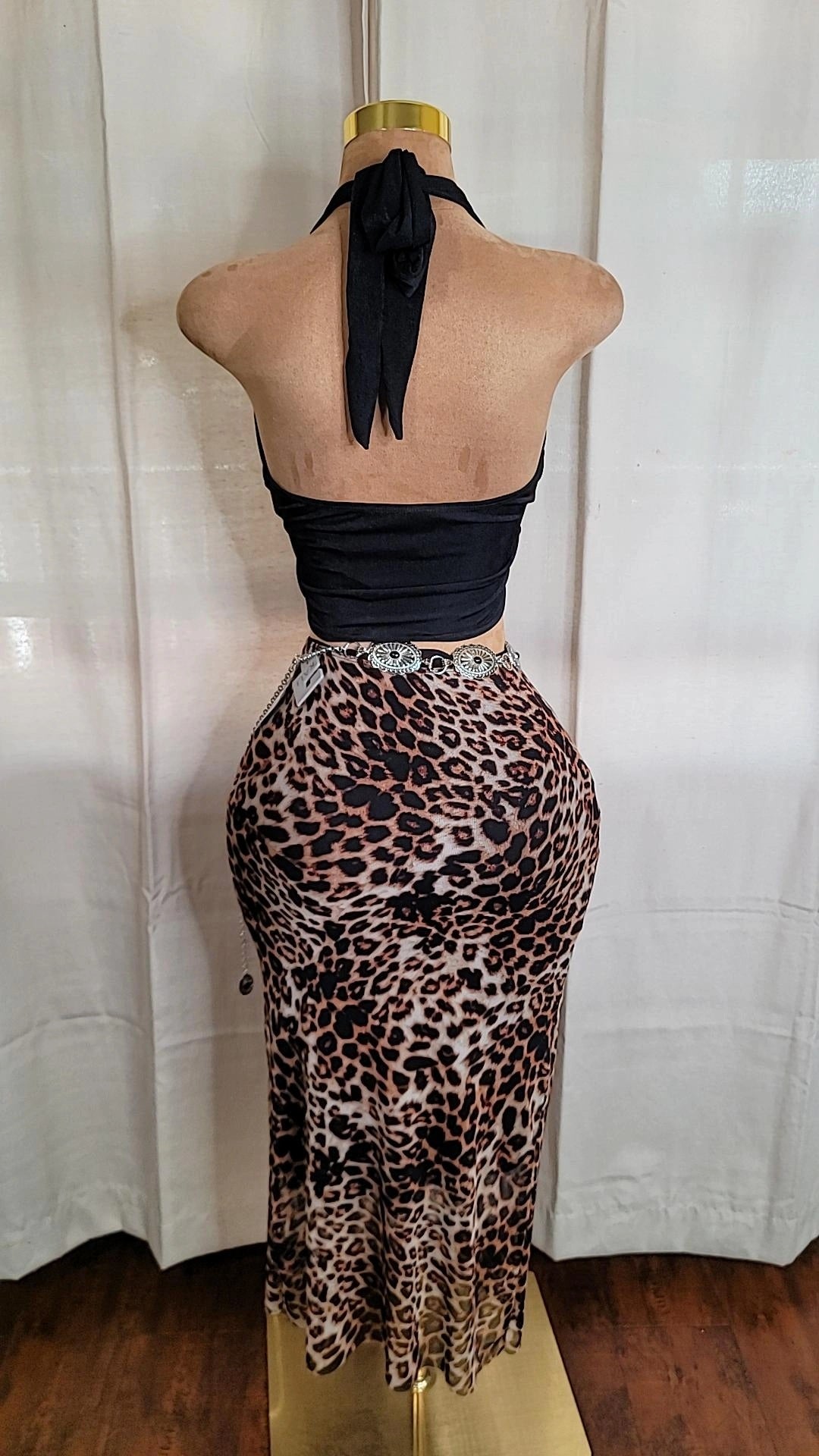 Vega mesh cheetah skirt