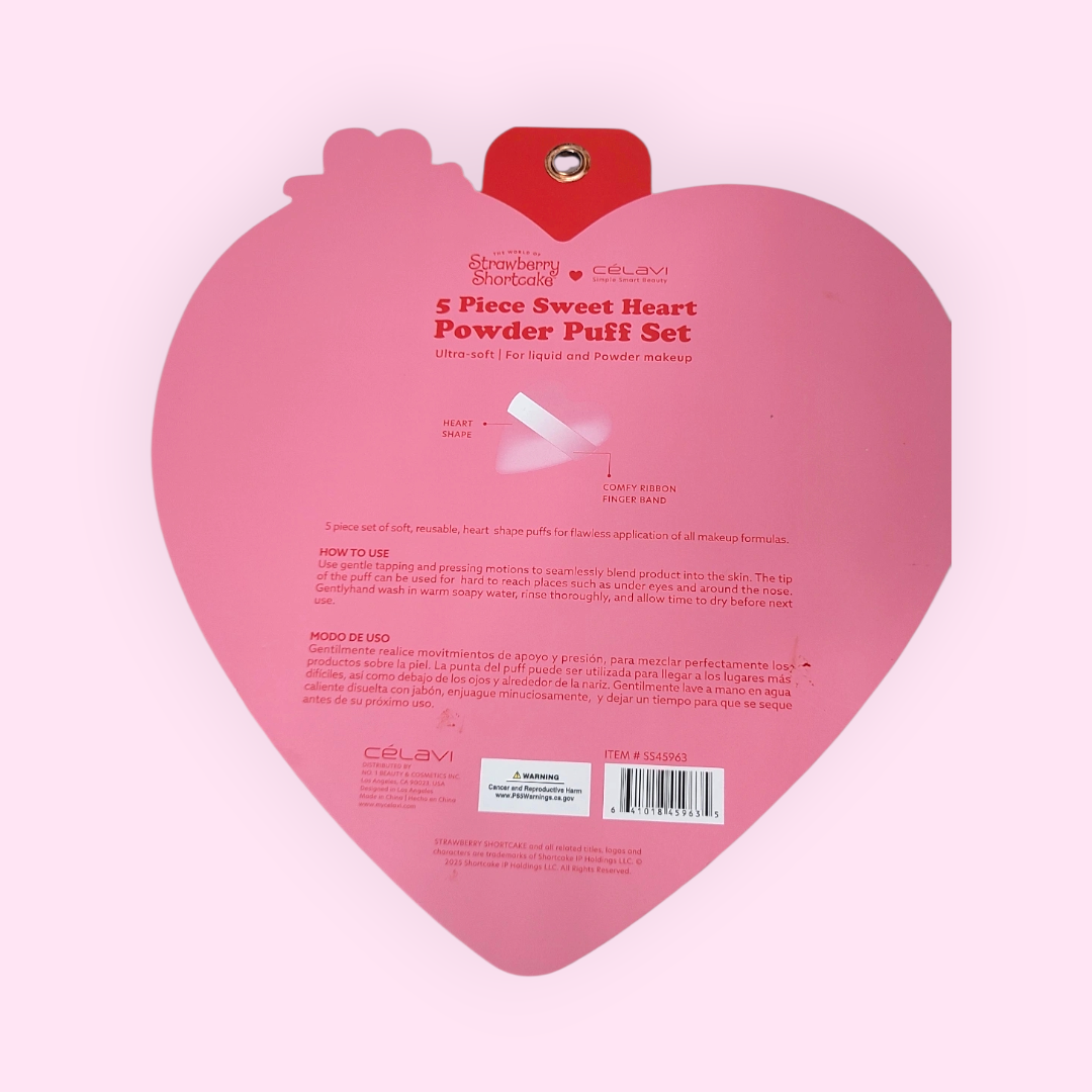 5 piece Sweet Heart powder puff set