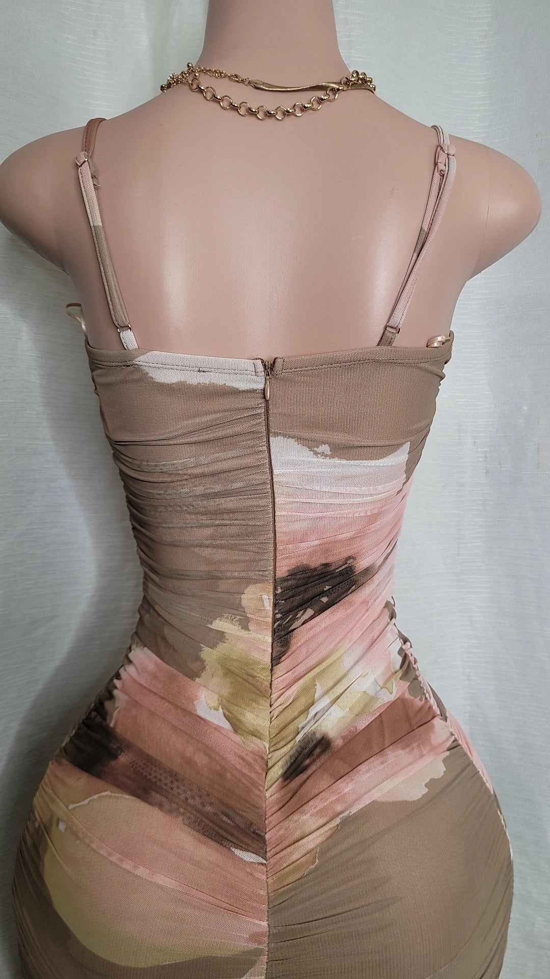 Lauren ruched midi dress( Blush / Brown)