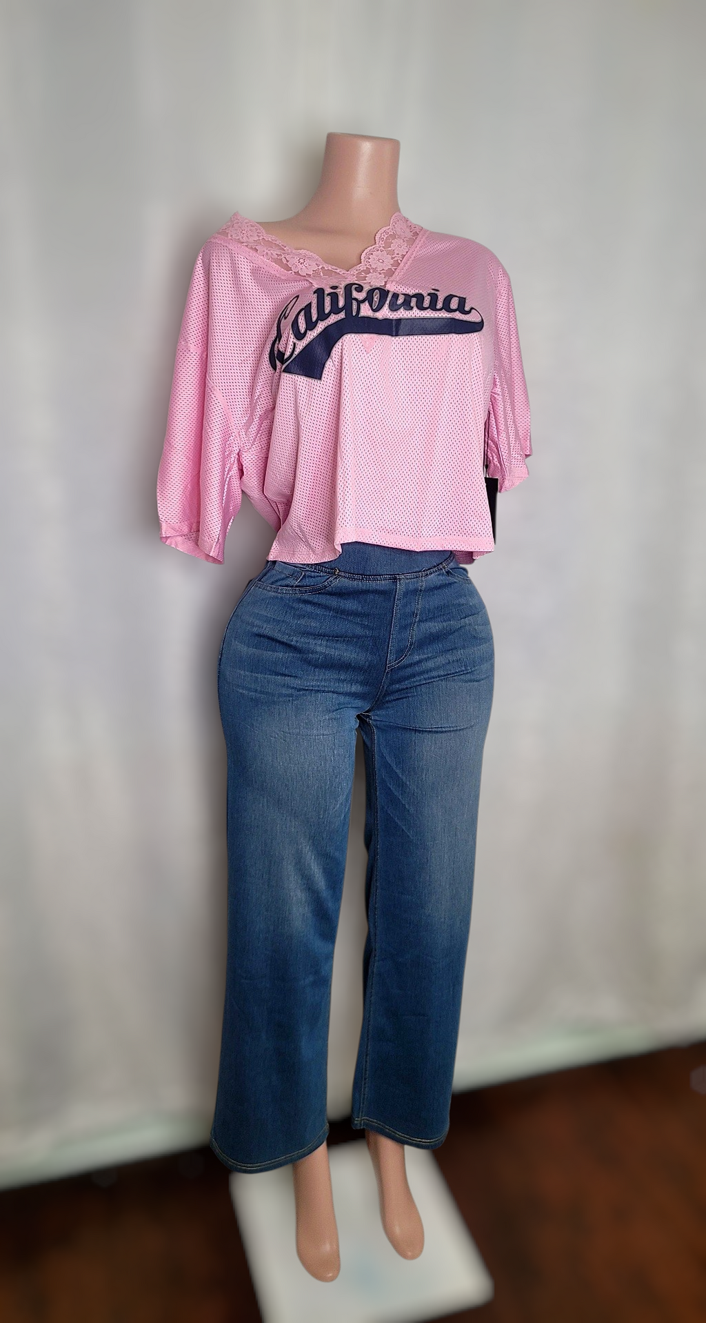 Flora jersey lace top (light pink)
