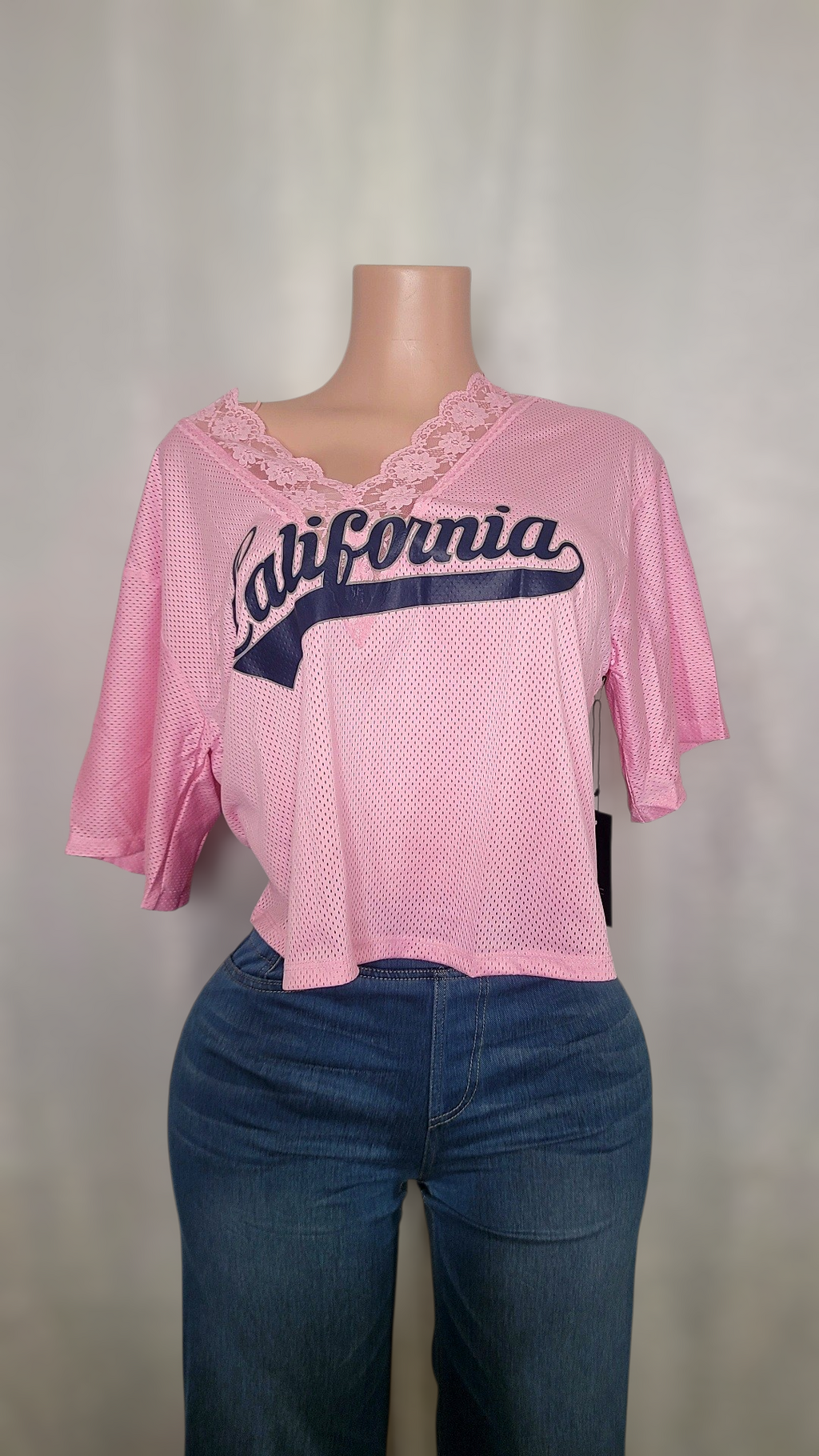 Flora jersey lace top (light pink)