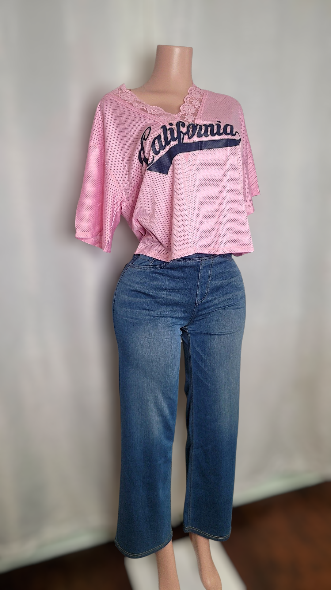 Flora jersey lace top (light pink)