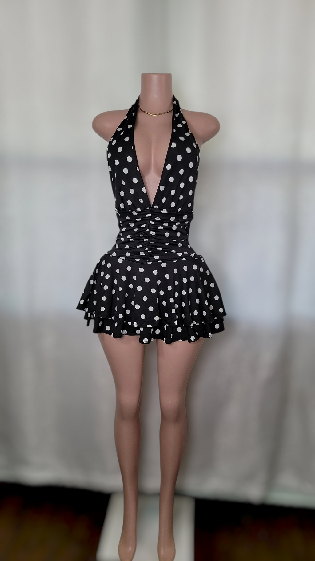 Tirsa polka Dolt Mini Dress ( Black)