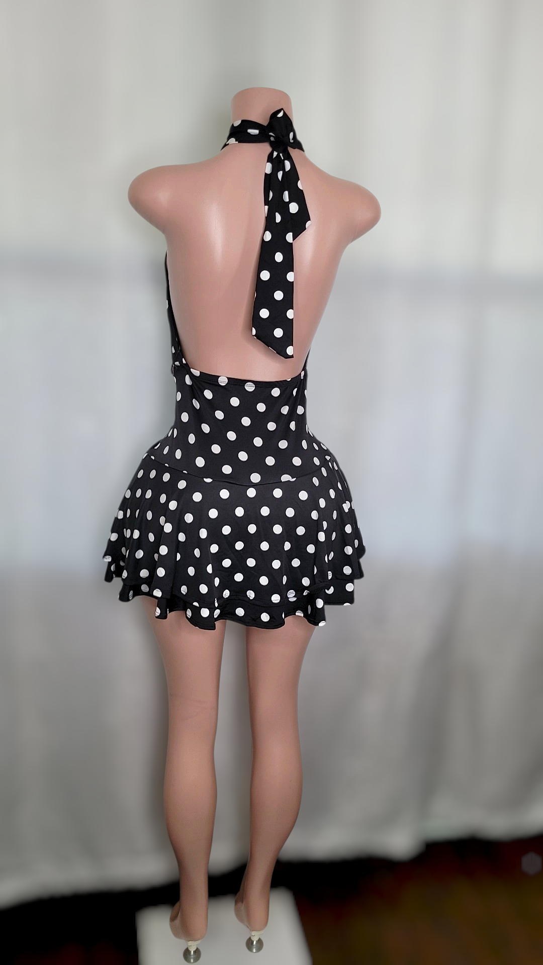 Tirsa polka Dolt Mini Dress ( Black)