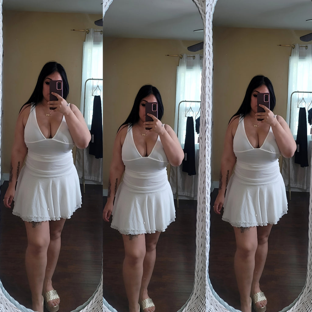 Micaela ruched mini dress