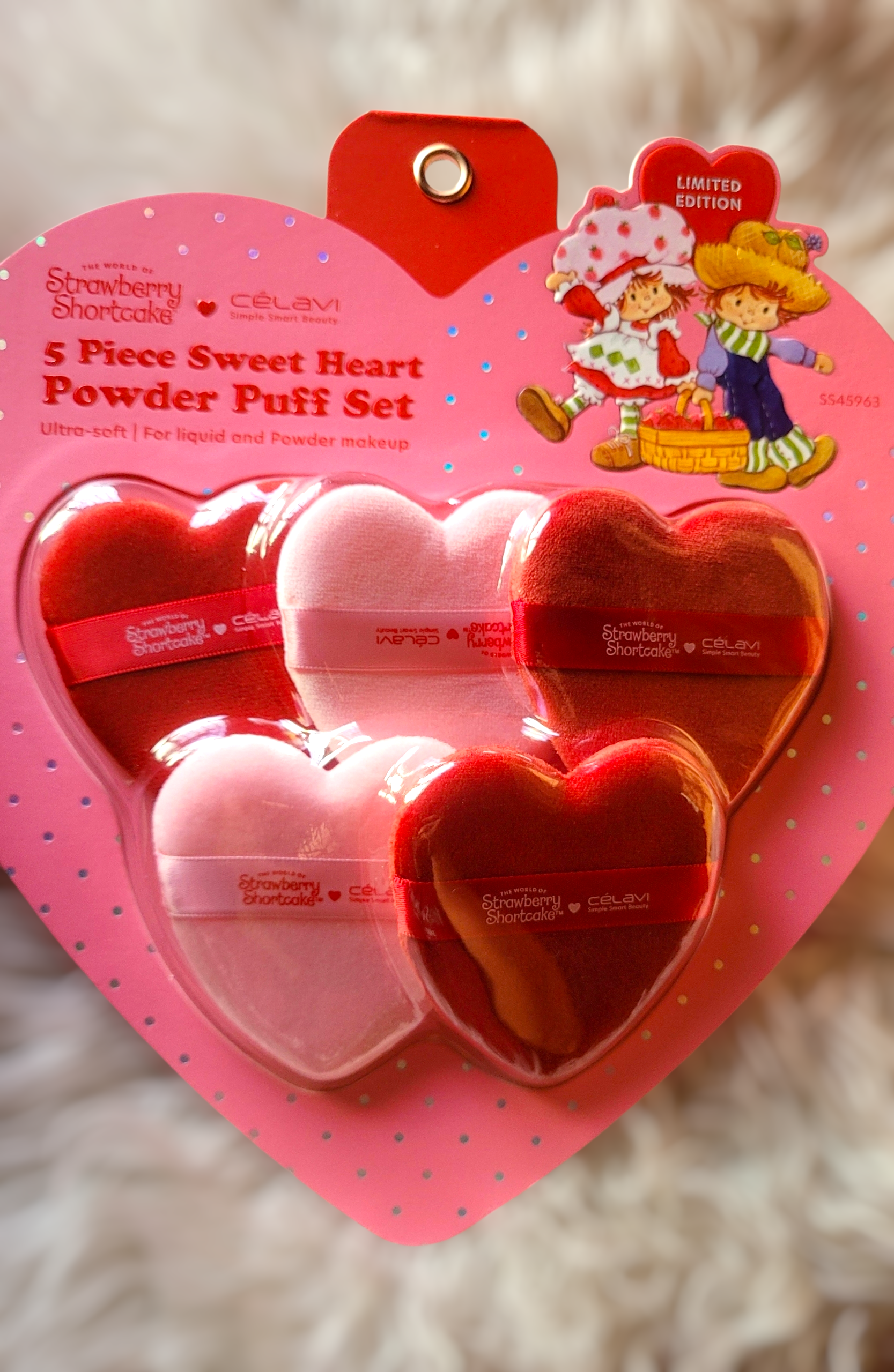 5 piece Sweet Heart powder puff set